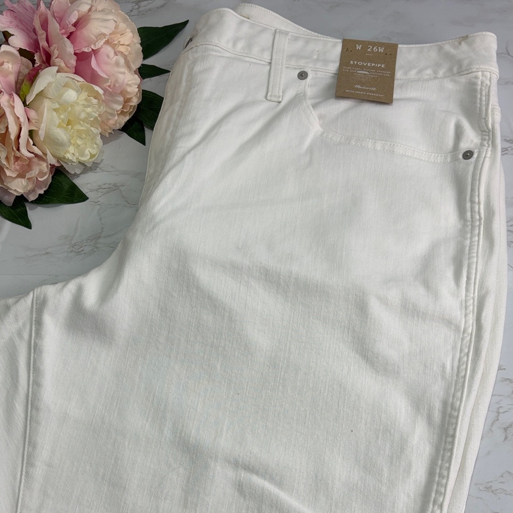 Madewell Women’s Stovepipe High-Rise White Jeans | Size 26W Narrow Length NWT